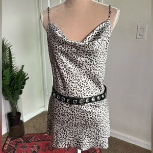 Polly leopard draped silk dress